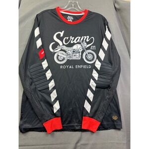 Royal Enfield Scram 411 Mens Long Sleeve Padded Motorcycle Jersey Black Red SZ M